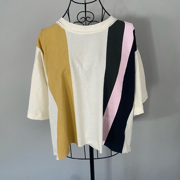 Free People Tops - NWOT Free People Inspire Tee Printed Vertical Multi Colored Stripe Size Medium